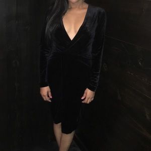 Black velvet wrap dress, size 4